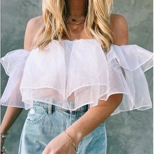 Show Me Your Mumu Roswell’s Organza Ruffle Top NWT XS